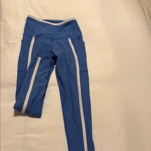 Blue Leggings with White Accents